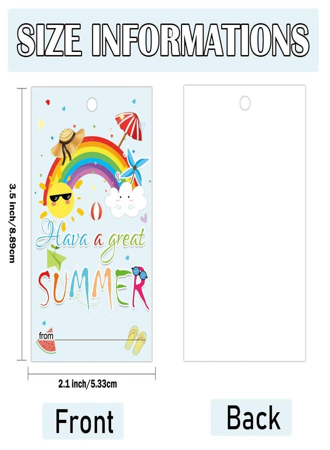 SMARSTICKER Summer Gift Tags with String 2 x 3.5 Inch Hope Your Summers is Popping with Fun Hello Sumer Name Tags End of School Year Cads for Envelope Party Favors 50 Pack - Image 2